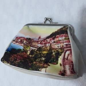 Kate Ferrat New York Vintage Coin Purse Kiss Lock Multicolor/Cream Clutch